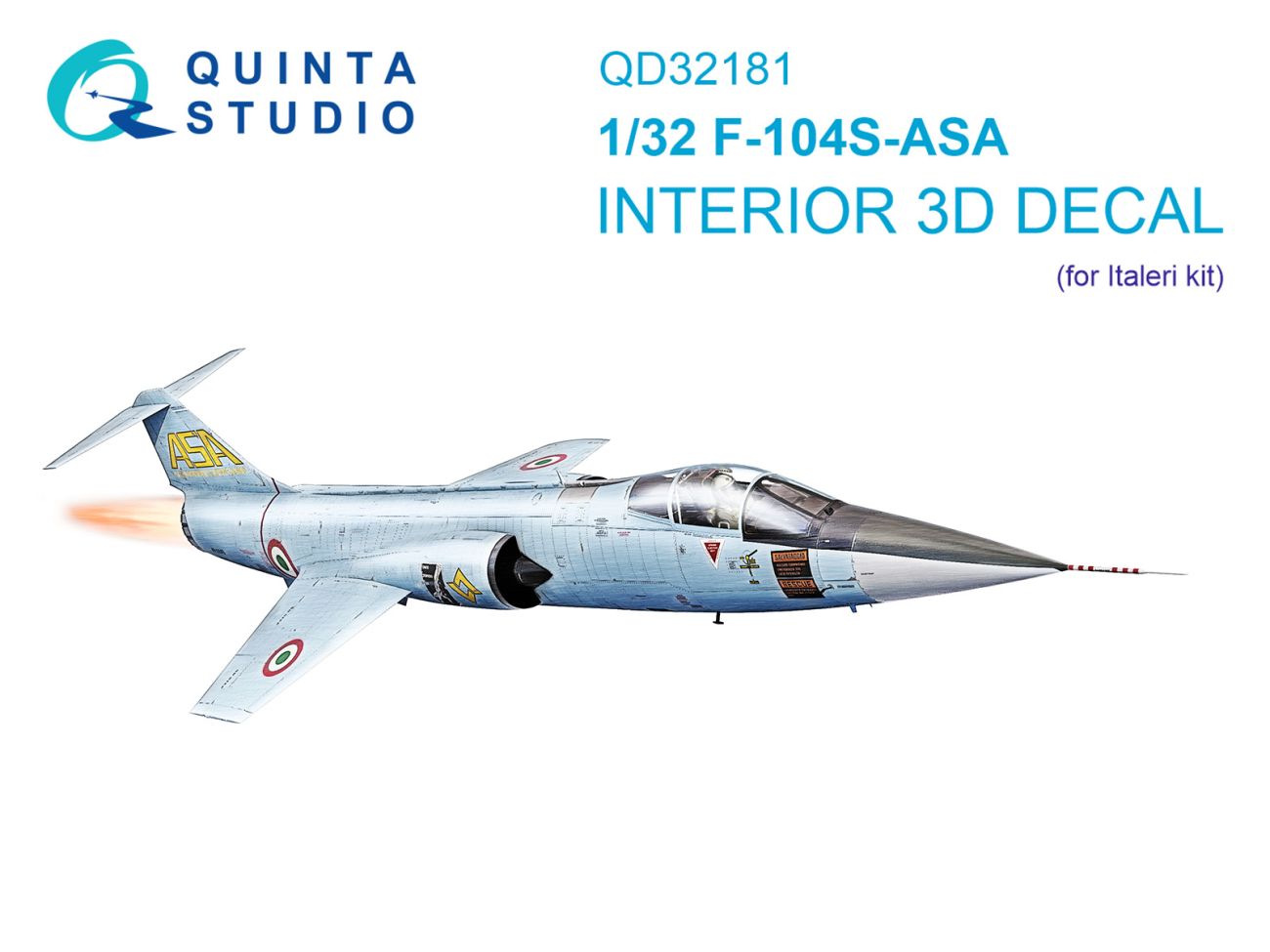 1:32 F-104S-ASA 3D-Printed & coloured Interior on decal paper (Italeri)