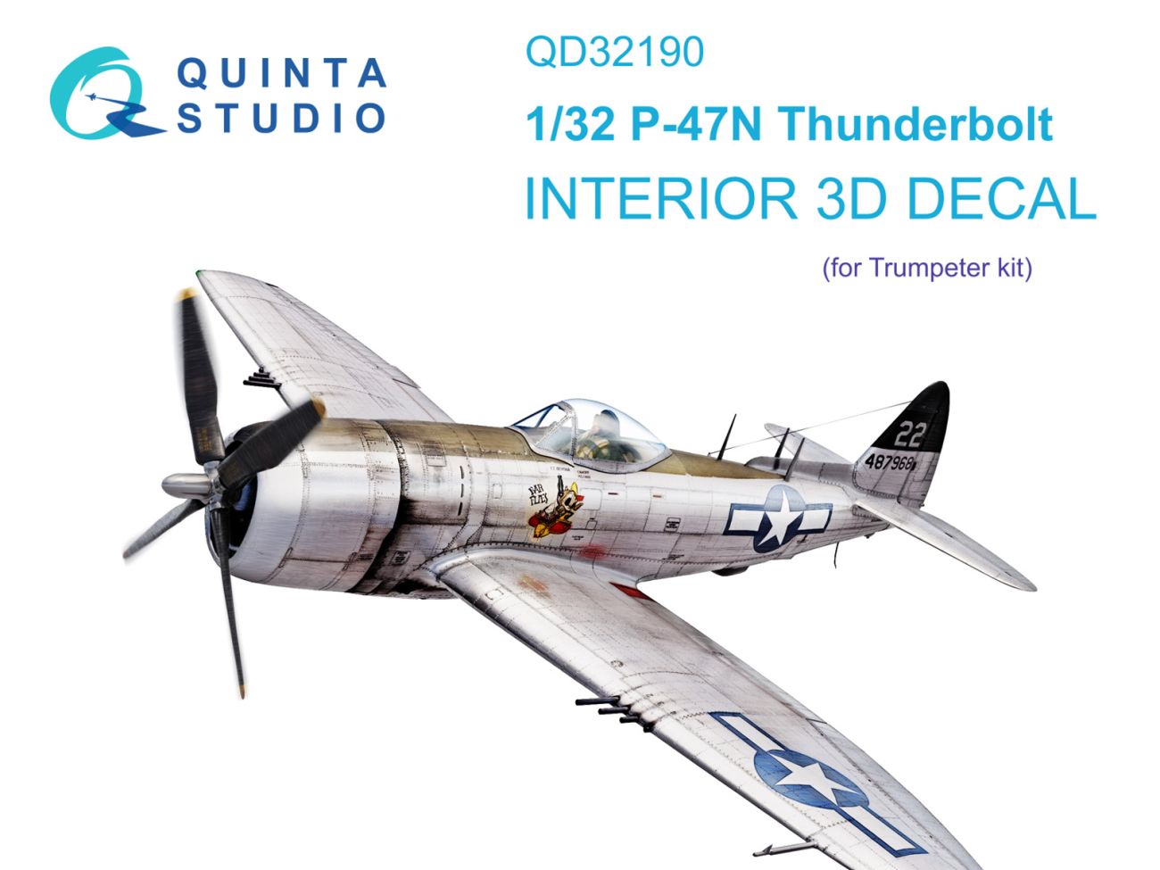 1:32 P-47N Thunderbolt 3D-Printed & coloured Interior on decal paper (Trumpeter)