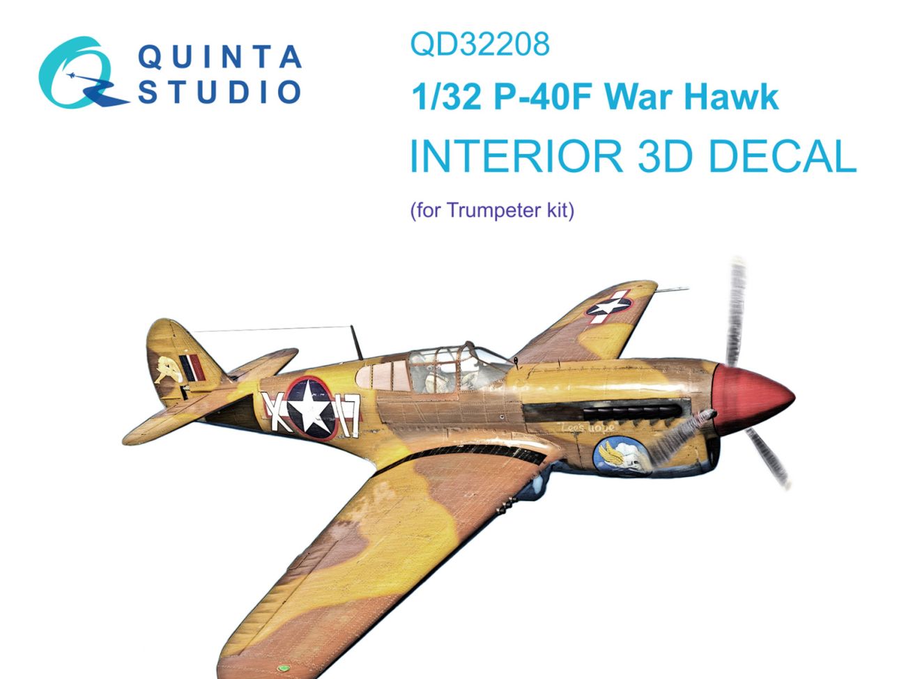 1:32 P-40F WarHawk 3D-Printed & coloured Interior on decal paper (Trumpeter)