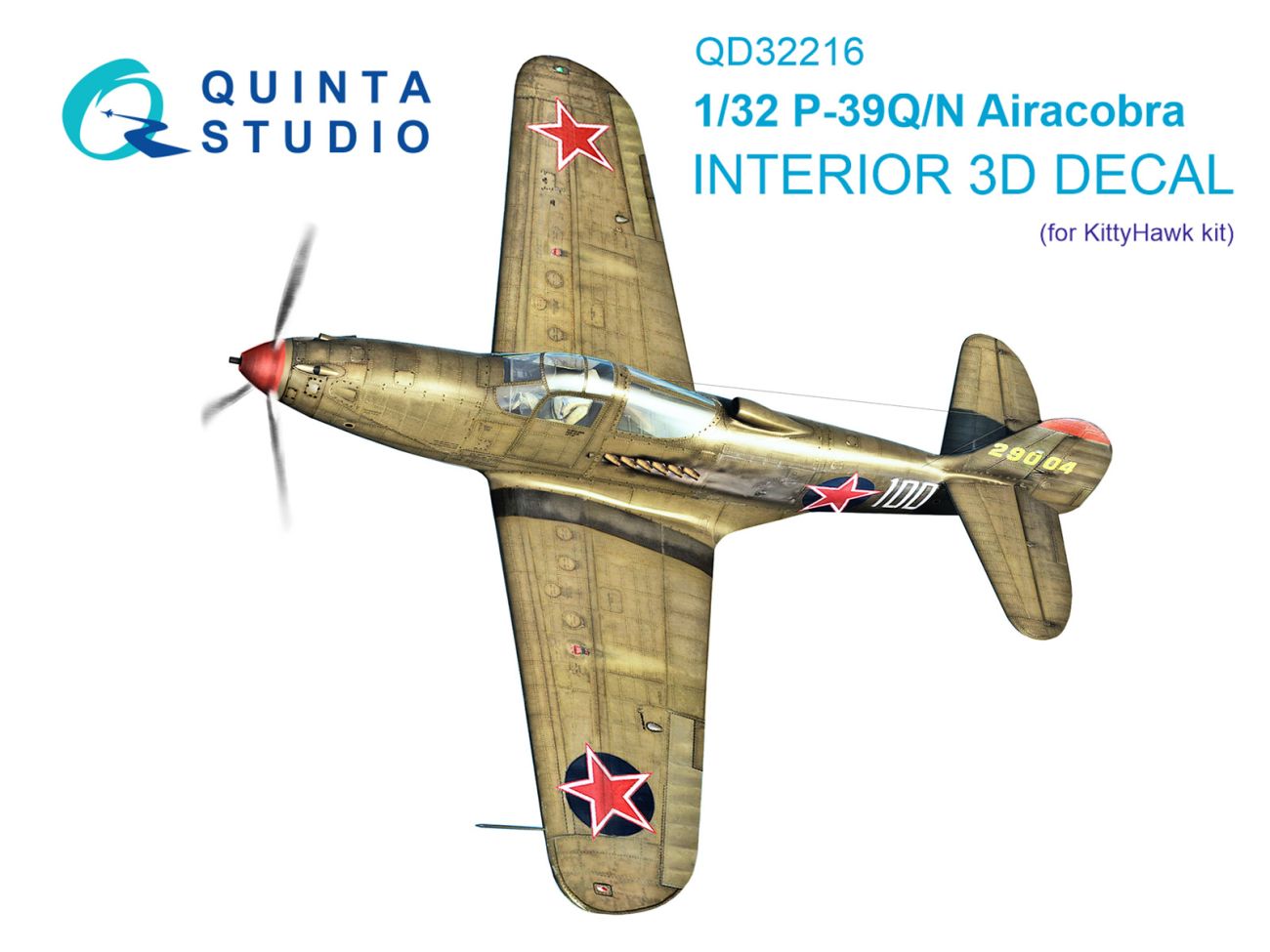 1:32 P-39Q/N Airacobra 3D-Printed & coloured Interior on decal paper (KittyHawk)