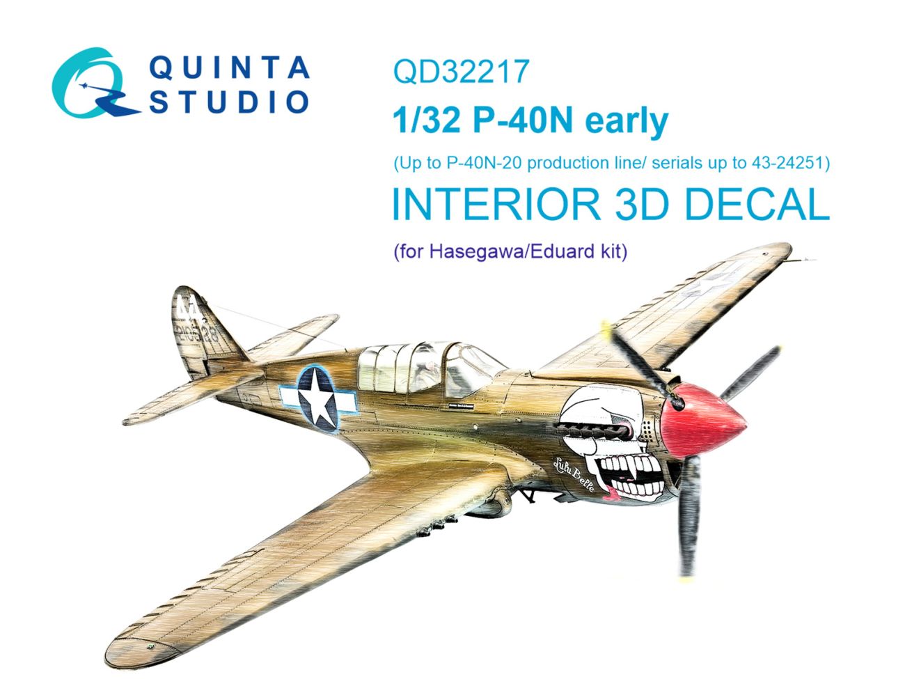 1:32 P-40N early 3D-Printed & coloured Interior on decal paper (Hasegawa/Eduard)
