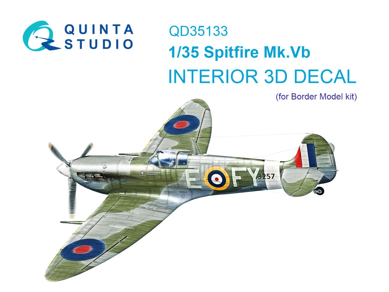 1:35 Spitfire Mk. Vb 3D-Printed & coloured Interior on decal paper (Border model)