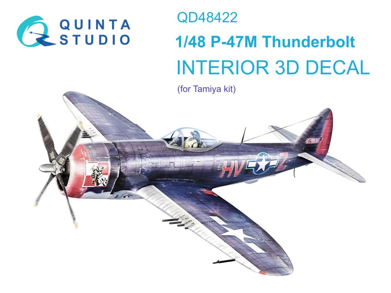 1:48 P-47M Thunderbolt 3D-Printed & coloured Interior on decal paper (Tamiya)