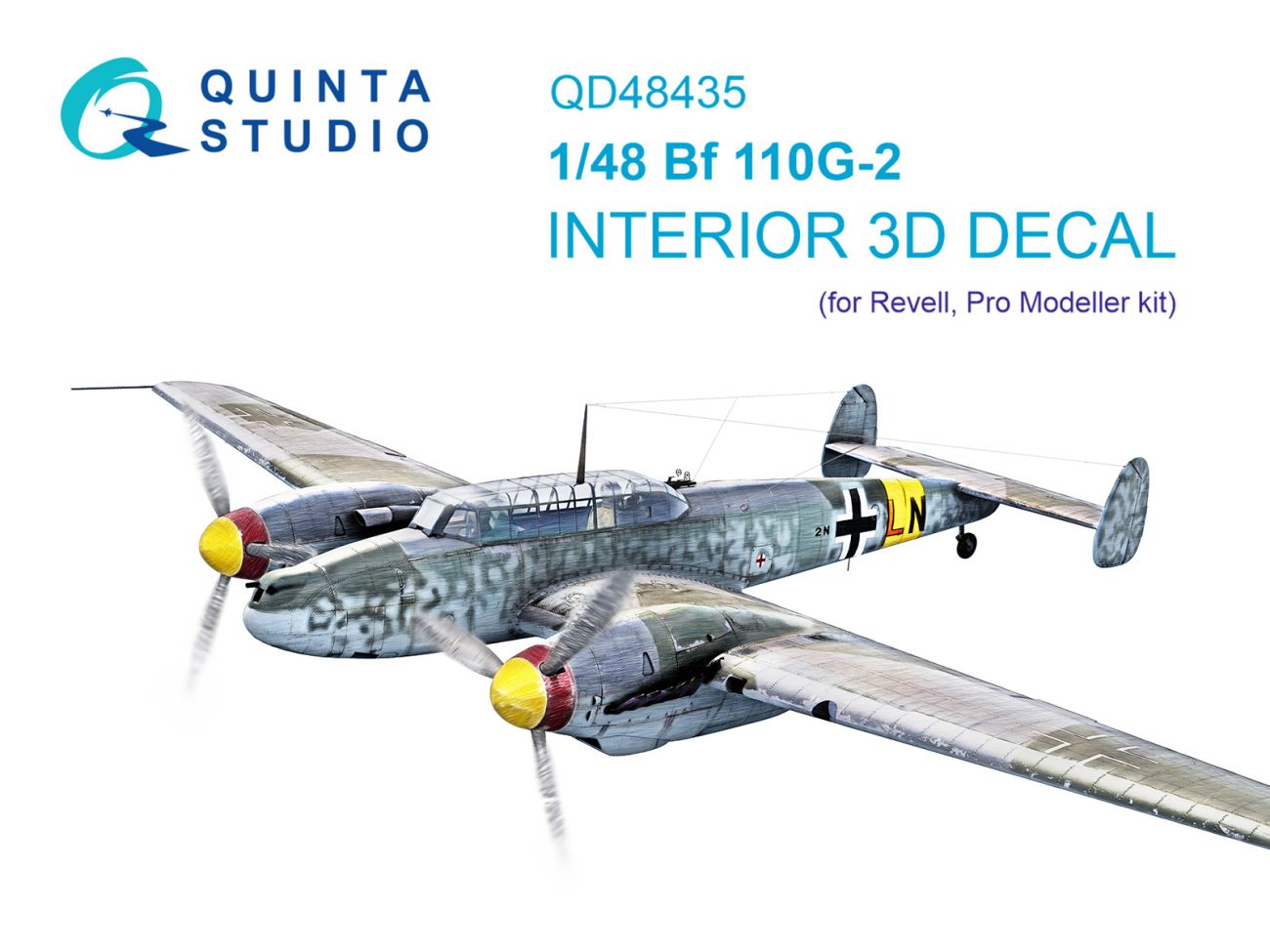 1:48 Bf 110G-2 3D-Printed & coloured Interior on decal paper (Revell)
