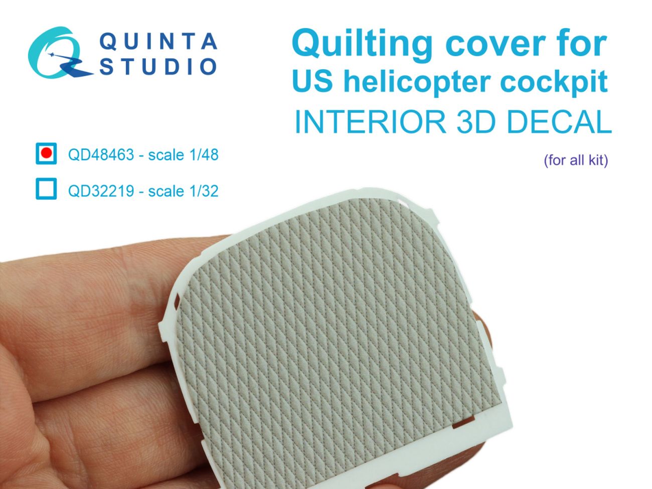 1:48 Quilting cover for US helicopter cockpit. 3D-Printed & coloured Interior on decal paper (All kits)