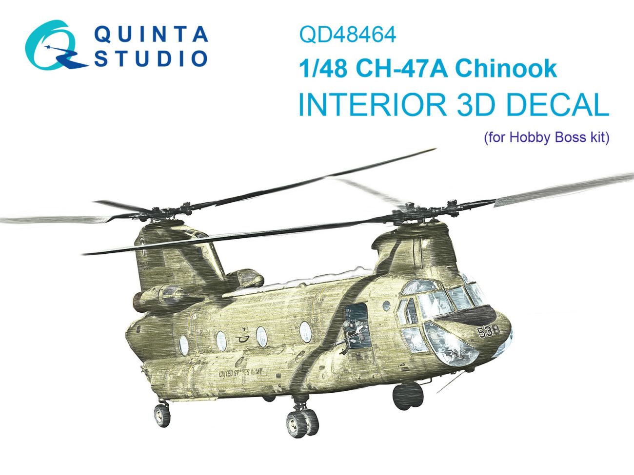 1:48 CH-47A 3D-Printed & coloured Interior on decal paper (HobbyBoss)