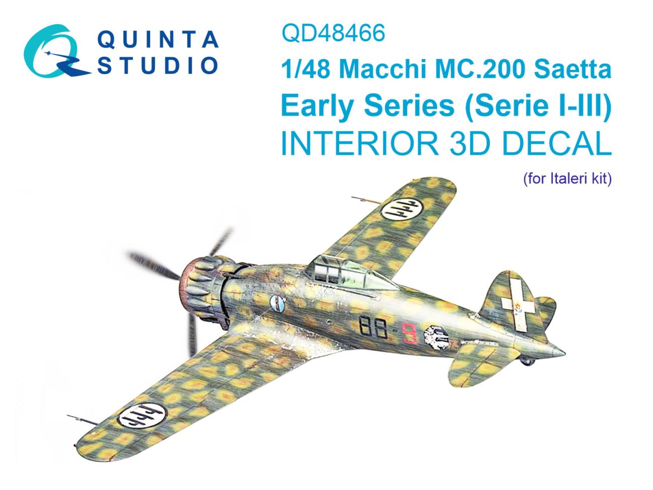 1:48 Macchi MC.200 Saetta (Early) 3D-Printed & coloured Interior on decal paper (Italeri)