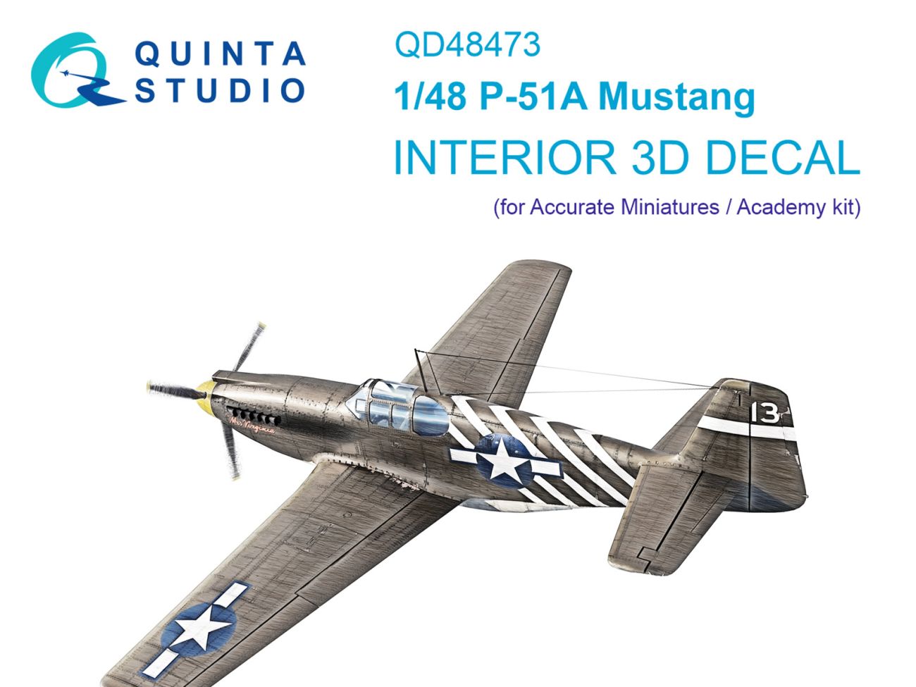 1:48 P-51A 3D-Printed & coloured Interior on decal paper (Accurate Miniatures/Academy)