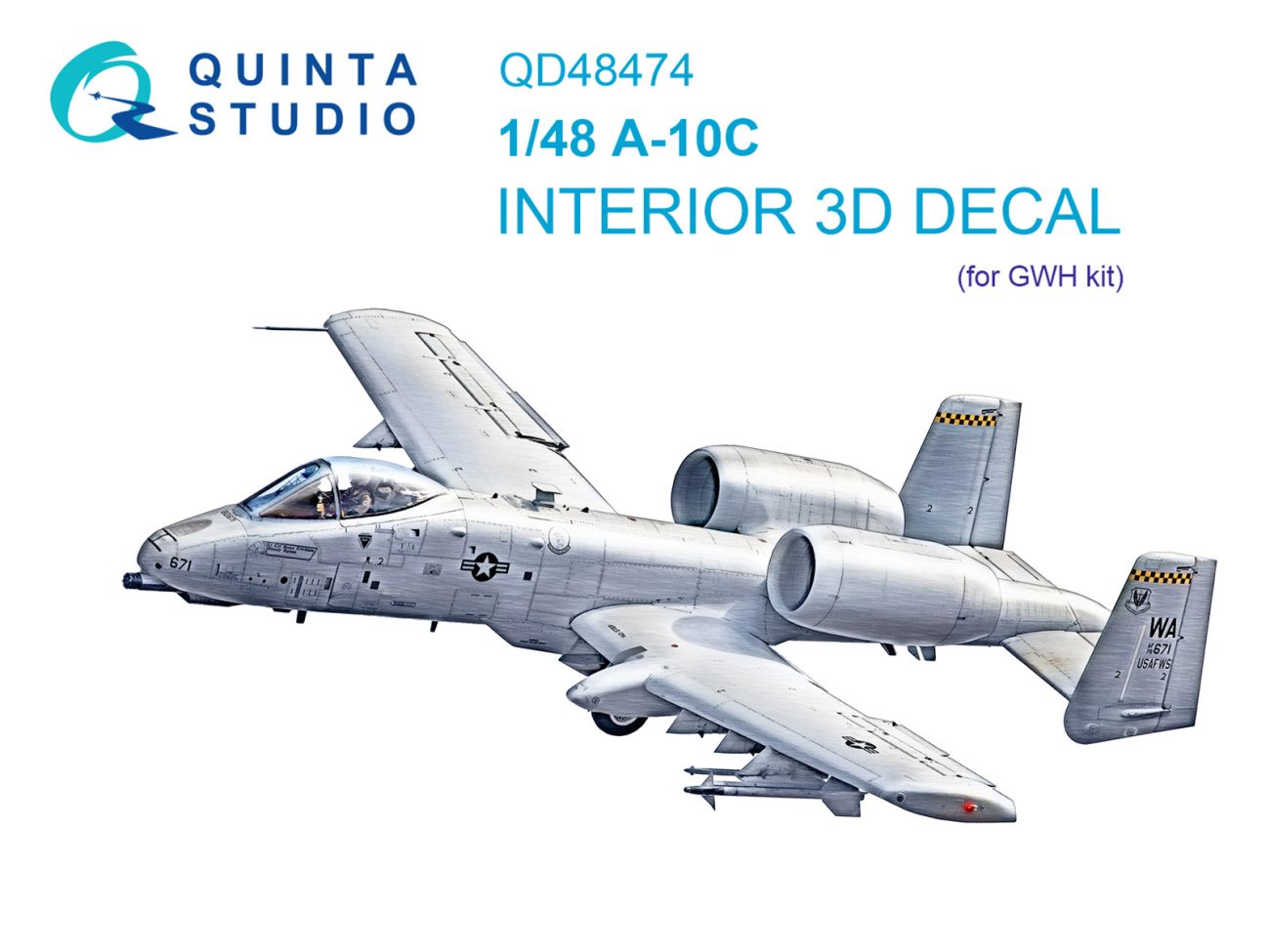 1:48 A-10C 3D-Printed & coloured Interior on decal paper (GWH)