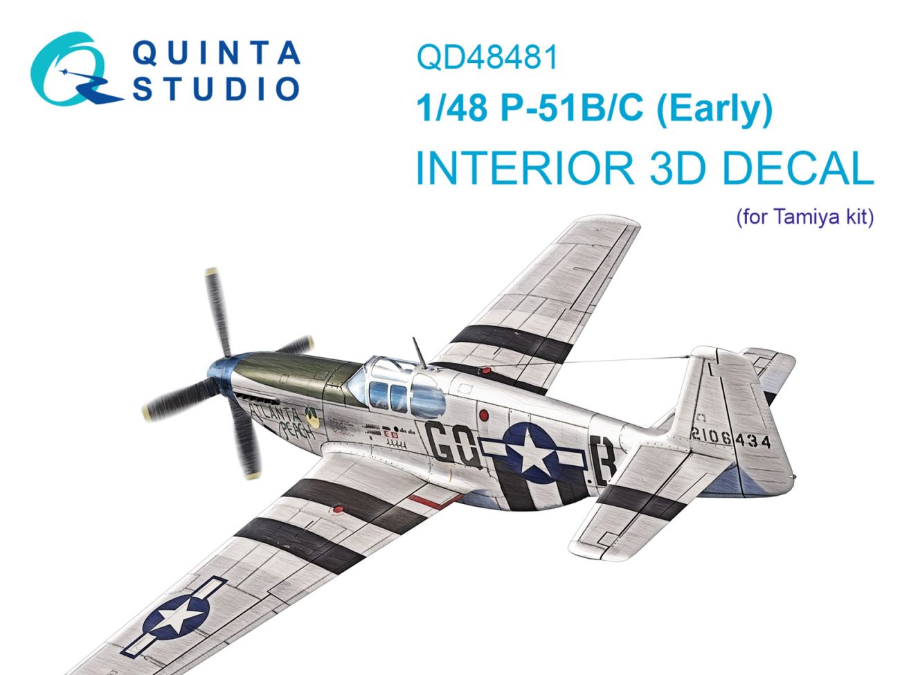 1:48 P-51B/C (Early) 3D-Printed & coloured Interior on decal paper (Tamiya)