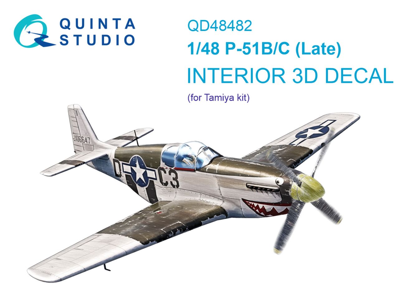 1:48 P-51B/C (Late) 3D-Printed & coloured Interior on decal paper (Tamiya)