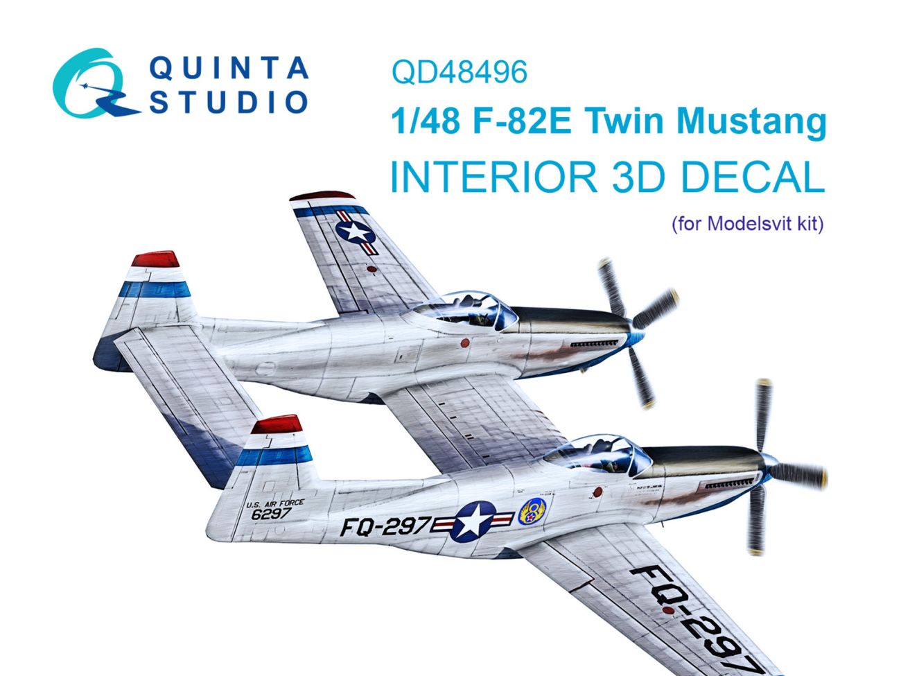 1:48 F-82E Twin Mustang 3D-Printed & coloured Interior on decal paper (Modelsvit)