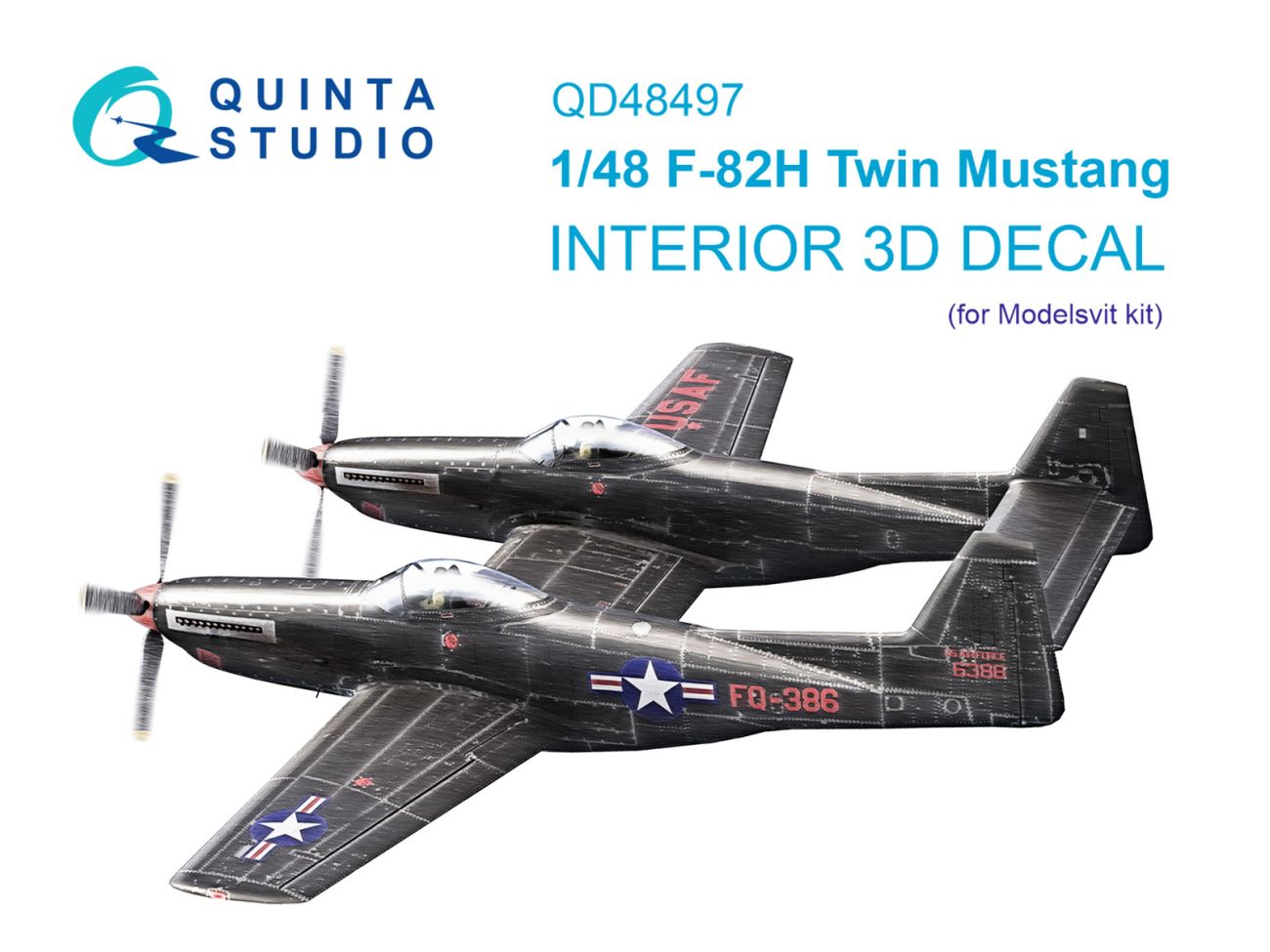 1:48 F-82H Twin Mustang 3D-Printed & coloured Interior on decal paper (Modelsvit)