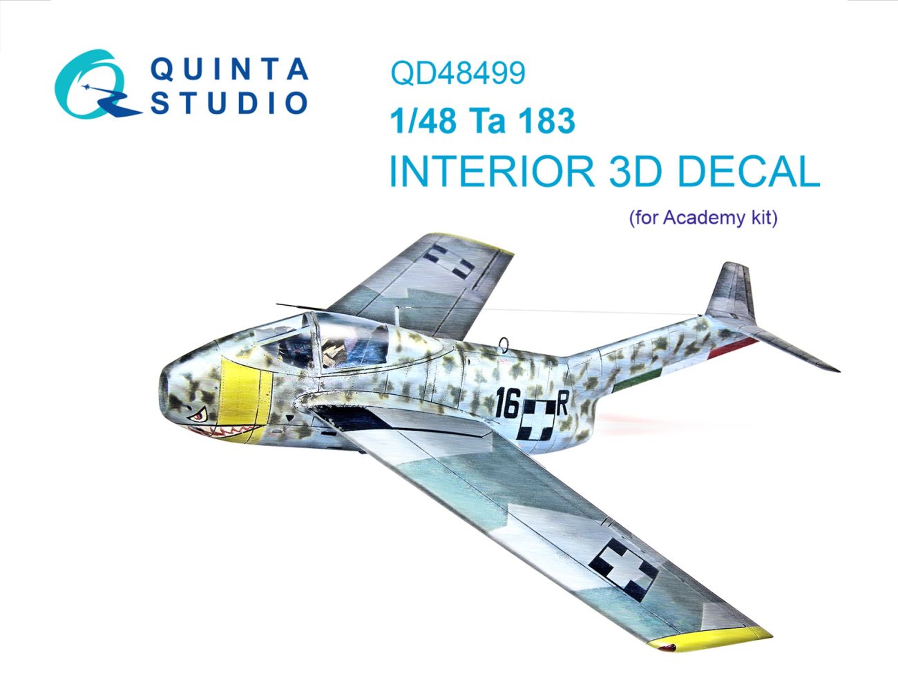 1:48 Ta 183 3D-Printed & coloured Interior on decal paper (Academy)