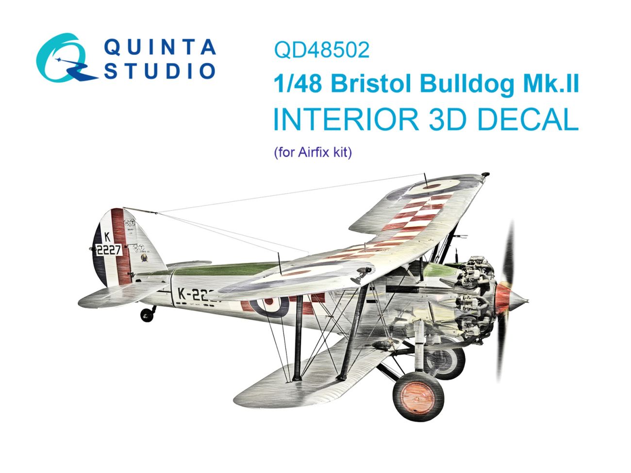 1:48 Bristol Bulldog Mk.II 3D-Printed & coloured Interior on decal paper (Airfix)