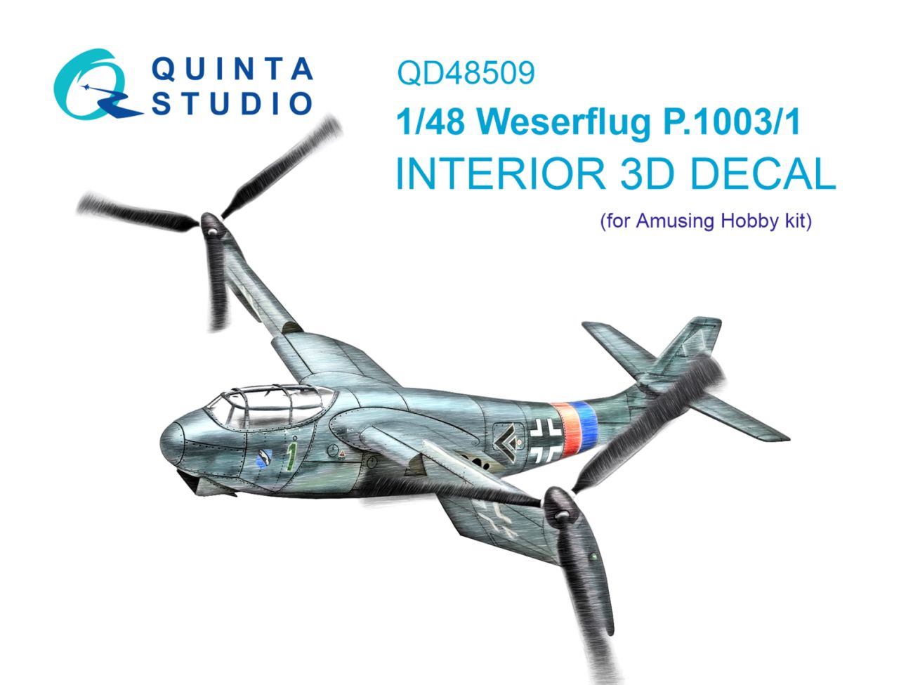 1:48 Weserflug P1003.1 3D-Printed & coloured Interior on decal paper (Amusing hobby)