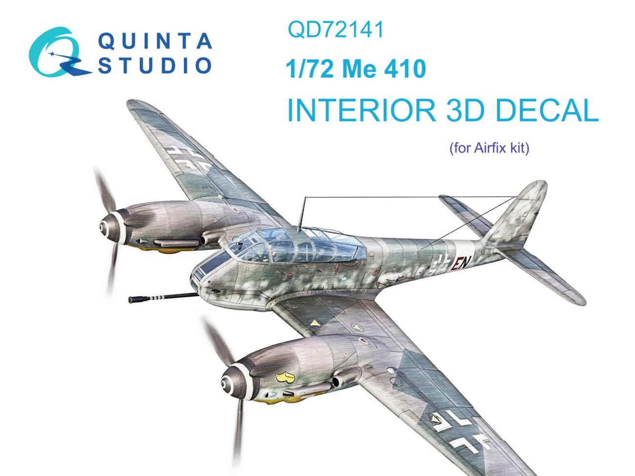 1:72 Me 410 3D-Printed & coloured Interior on decal paper (Airfix)