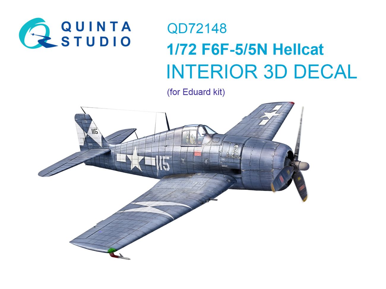 1:72 F6F-5 Hellcat 3D-Printed & coloured Interior on decal paper (Eduard)