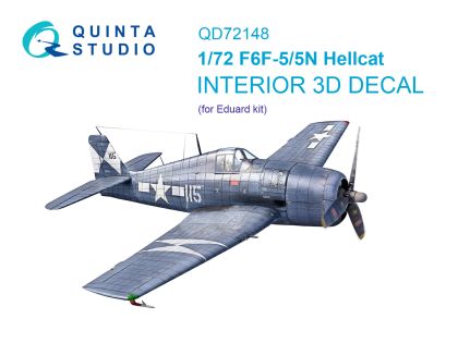 1:72 F6F-5 Hellcat 3D-Printed & coloured Interior on decal paper (Eduard)