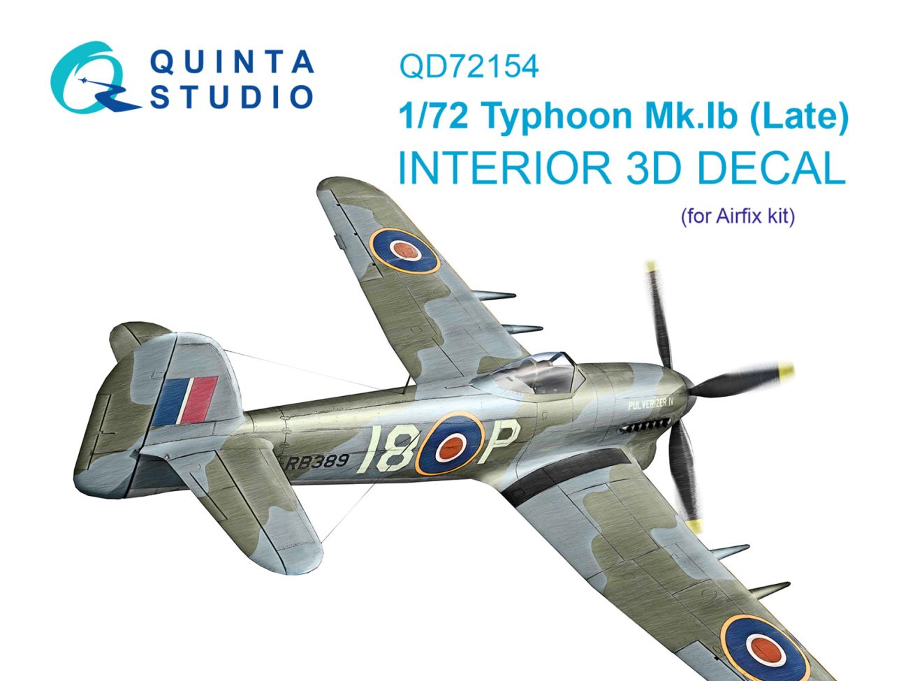 1:72 Typhoon Mk.1B Late 3D-Printed & coloured Interior on decal paper (Airfix)