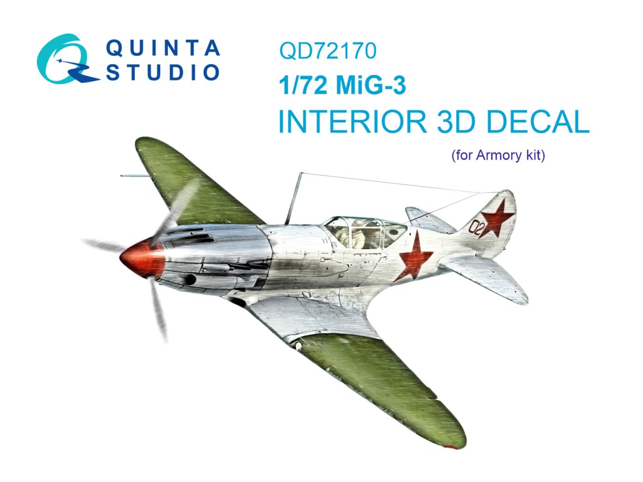1:72 MiG-3 3D-Printed & coloured Interior on decal paper (Armory)