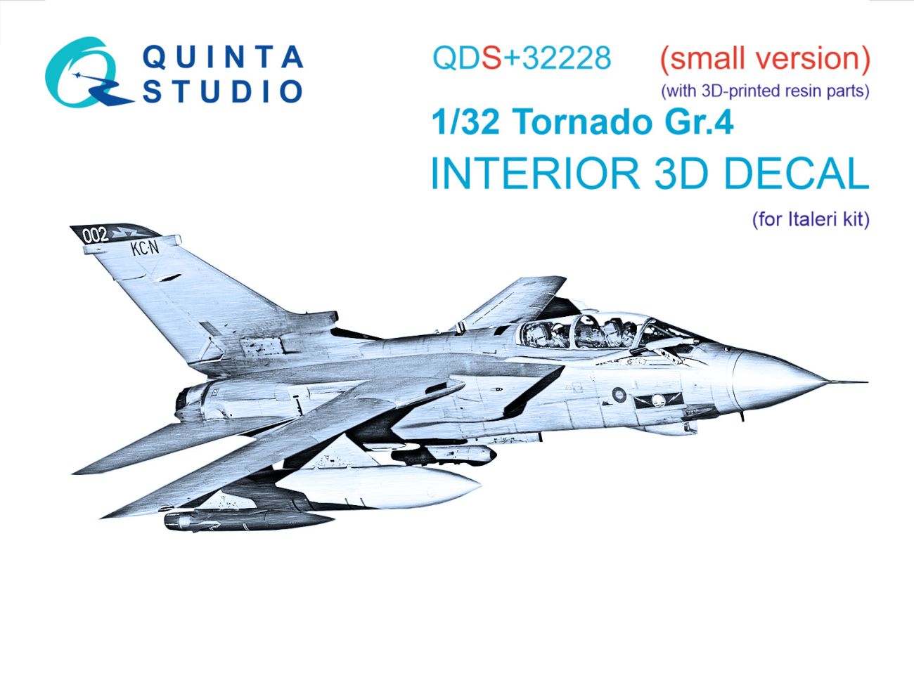 1:32 Tornado Gr.4 3D-Printed & coloured Interior on decal paper (Italeri) (Small version) (with 3D-printed resin parts)