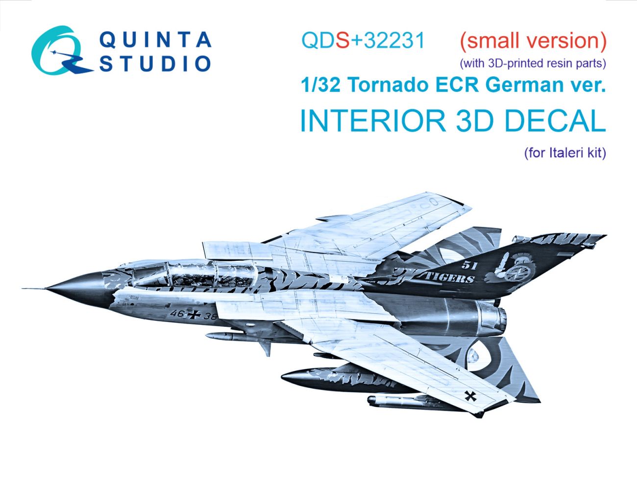 1:32 Tornado ECR German 3D-Printed & coloured Interior on decal paper (Italeri) (Small version) (with 3D-printed resin parts)