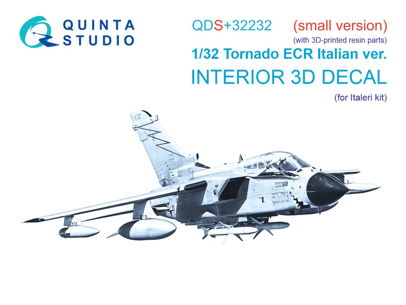 1:32 Tornado ECR Italian 3D-Printed & coloured Interior on decal paper (Italeri) (Small version) (with 3D-printed resin parts)