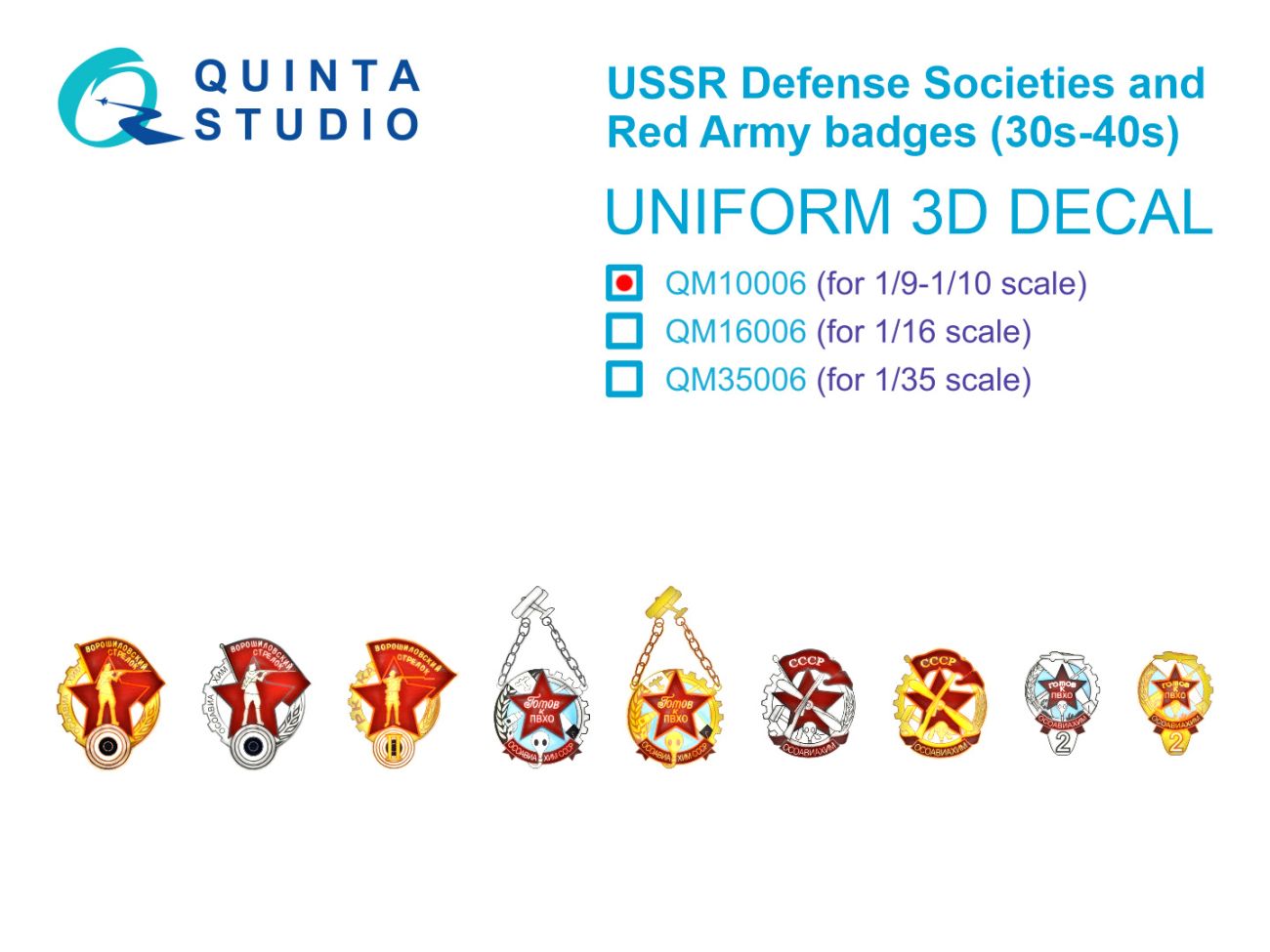 1:10 USSR Defense Societies and Red Army badges (1930s-1940s)