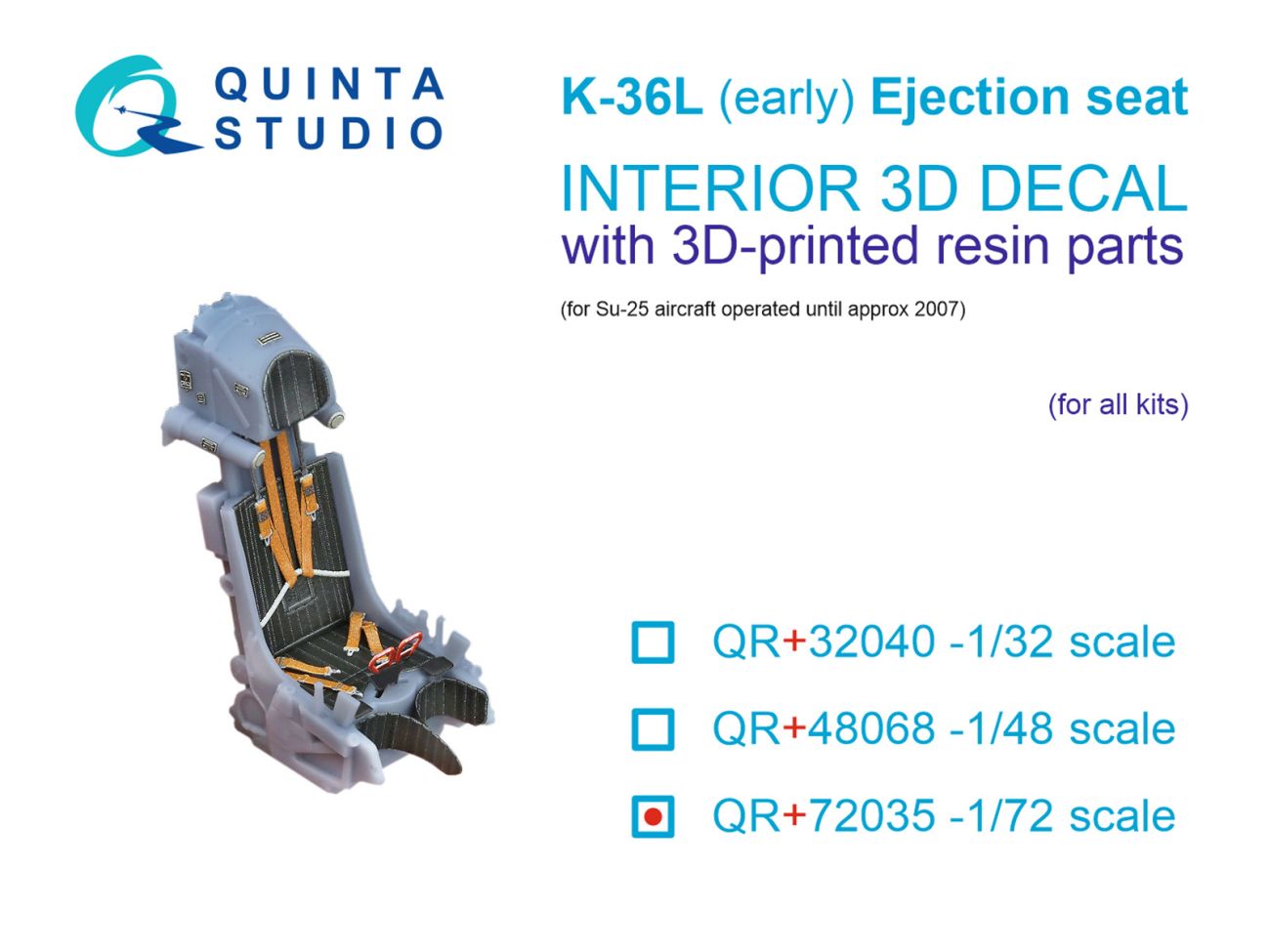 1:72 K-36L (early) ejection seat (for Su-25 aircraft until 2007) (All kits)