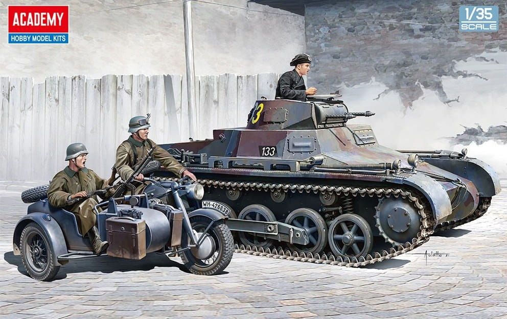 1:35 German Panzer I Ausf.B And Motorcycle