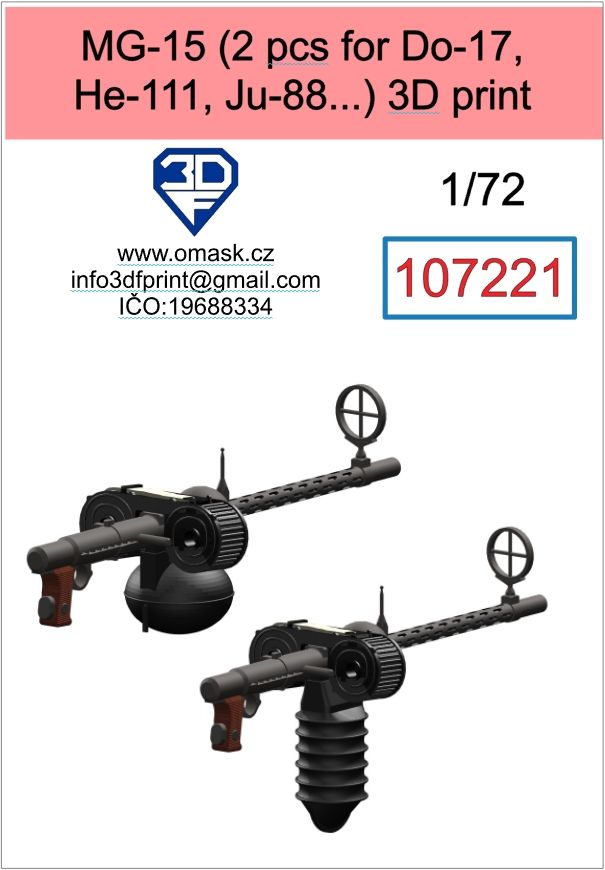 1:72 MG-15 (2pcs for Do 17, He 111, Ju 88,...) 3D print