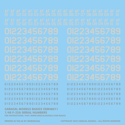 1:48 F-22A Serial Numbers