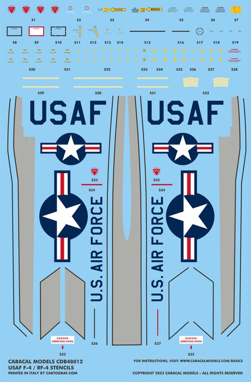 1:48 USAF F-4 / RF-4 High-Visibility Stencils & National Insignia