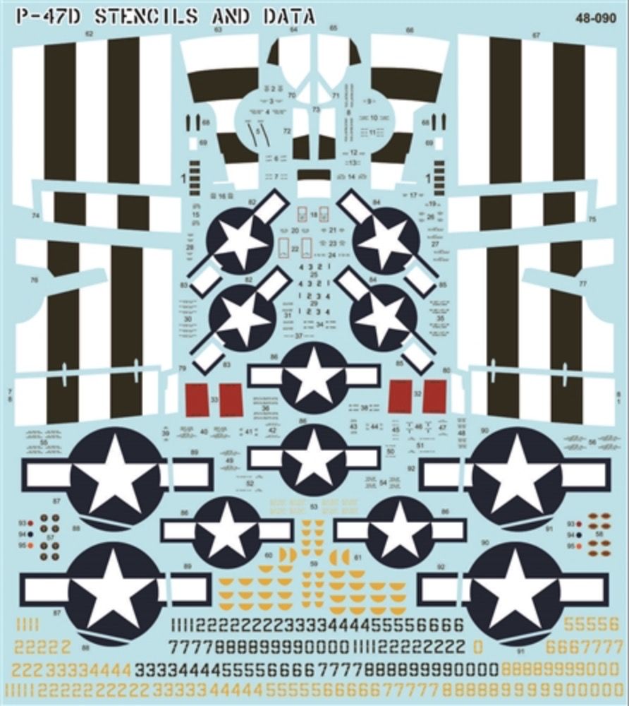 1:48 P-47D Thunderbolt Stencils and Datafur