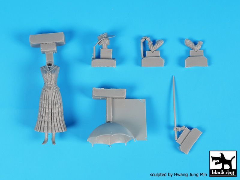 1:32 Lady with umbrella+boy with airplane+british pilot WW I