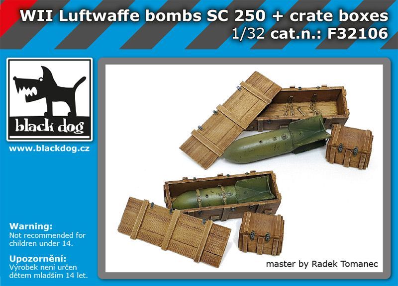 1:32 WW II Luftwaffe bombs SC250 + crate boxes