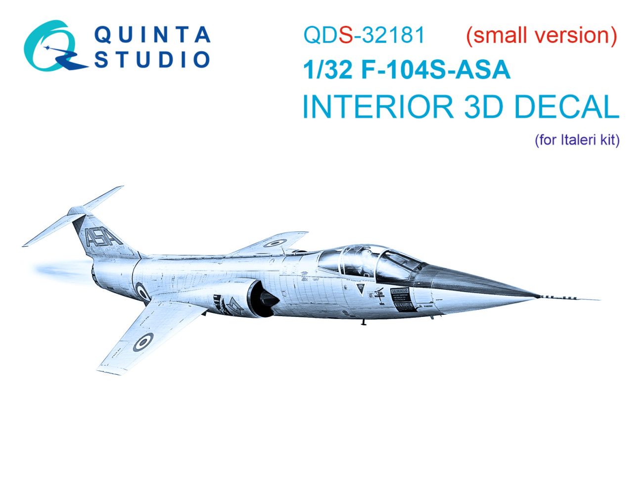 1:32 F-104S-ASA 3D-Printed & coloured Interior on decal paper (Italeri) (small version)