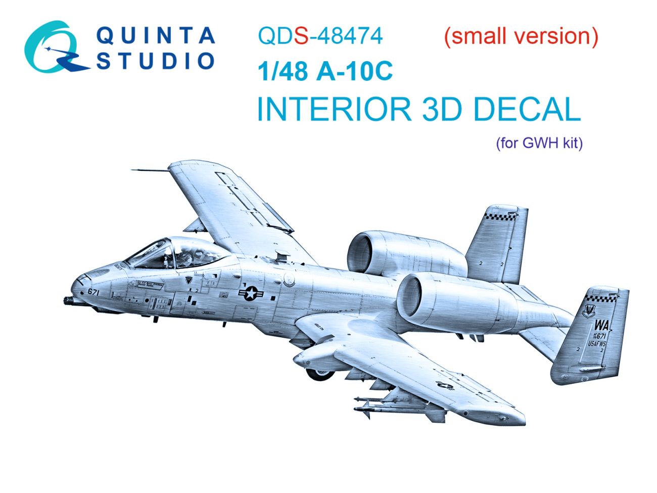 1:48 A-10C 3D-Printed & coloured Interior on decal paper (GWH) (Small version)