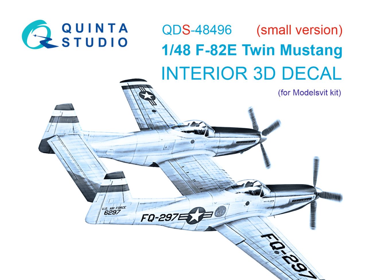 1:48 F-82E Twin Mustang 3D-Printed & coloured Interior on decal paper (Modelsvit) (Small version)