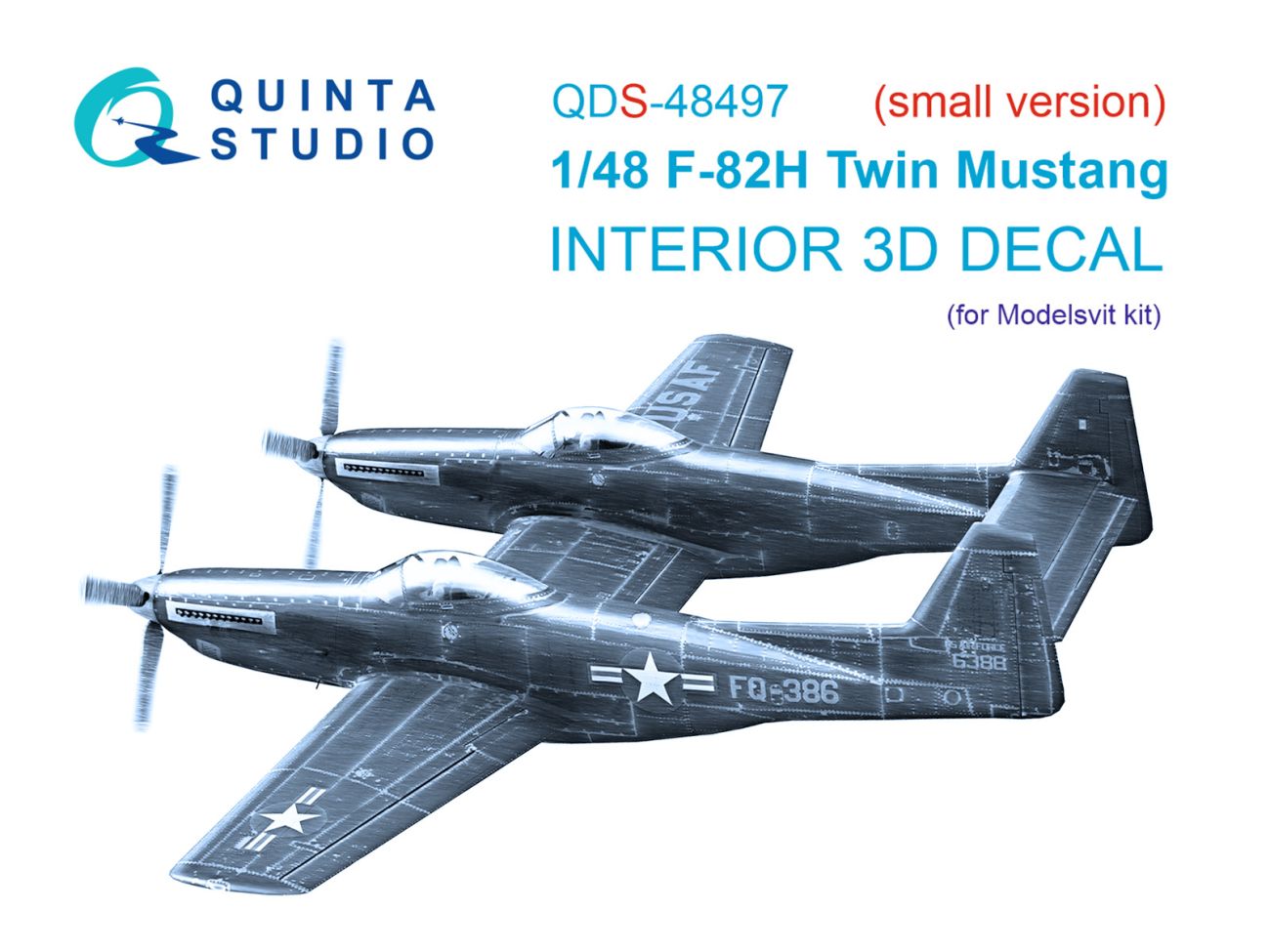 1:48 F-82H Twin Mustang 3D-Printed & coloured Interior on decal paper (Modelsvit) (Small version)