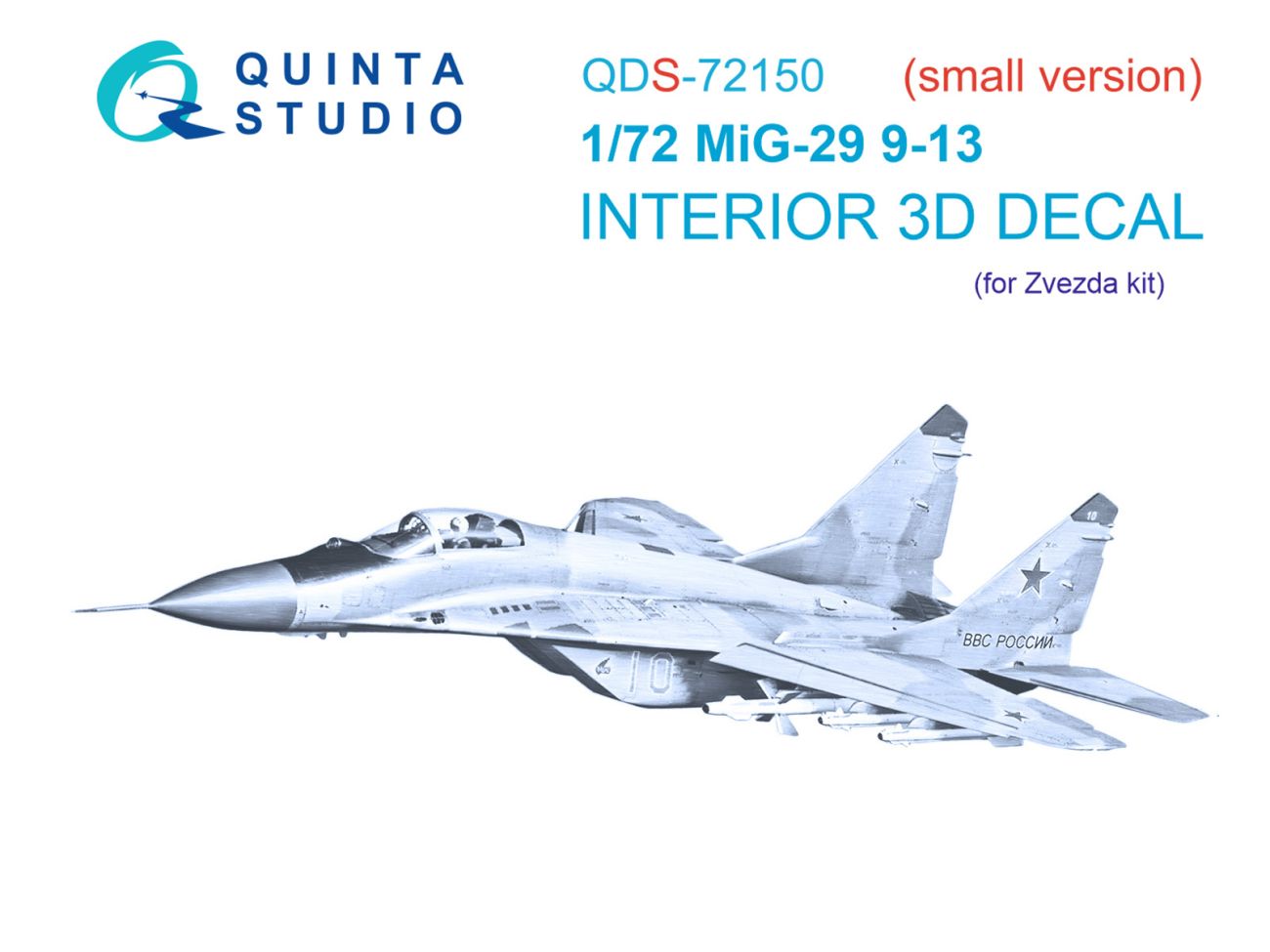 1:72 Mig-29 9-13 3D-Printed & coloured Interior on decal paper (7278 Zvezda)