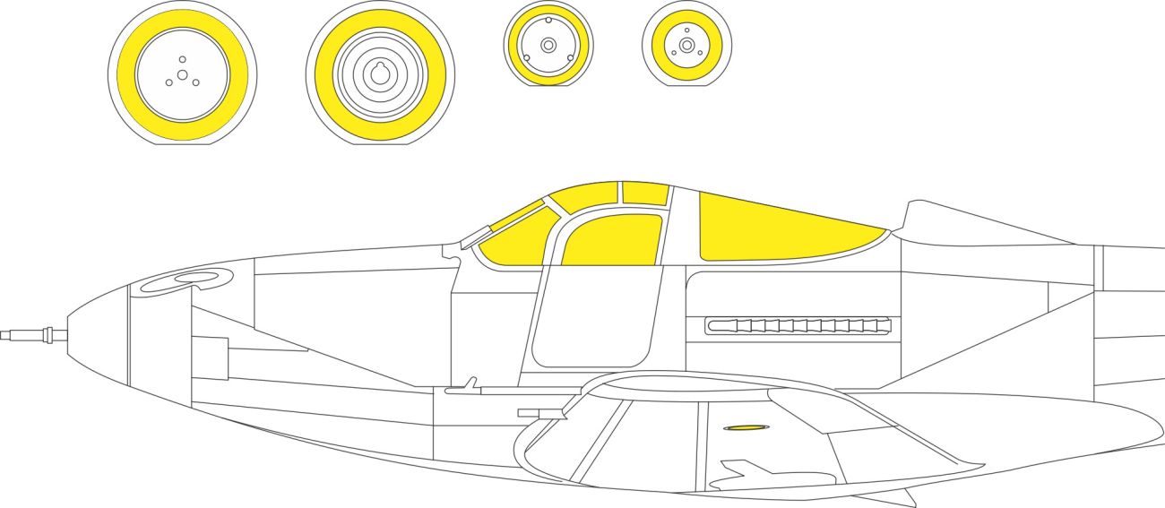 1:48 Bell P-39N Airacobra TFace canopy frame paint mask