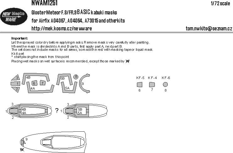 1:72 Gloster Meteor F.8/FR.9 BASIC Kabuki Masks