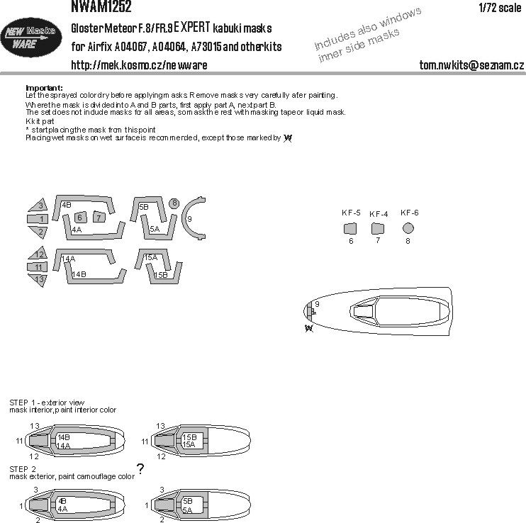 1:72 Gloster Meteor F.8/FR.9 EXPERT Kabuki Masks