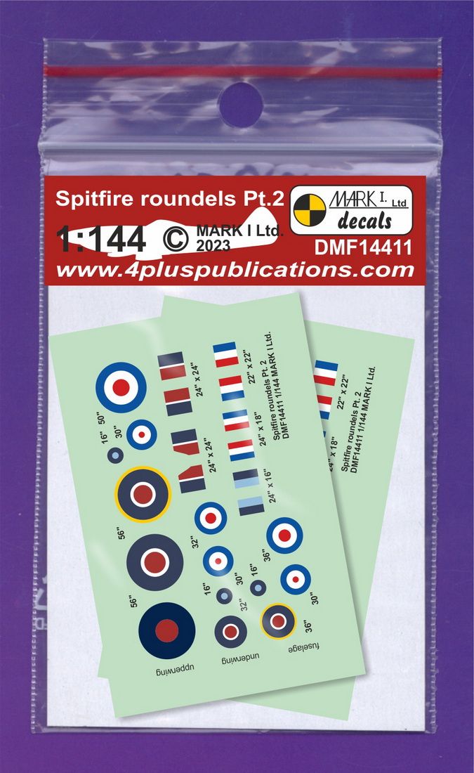 1:144 Supermarine Spitfire - Roundels & Fin Flashes - Part 2 (2 sets)
