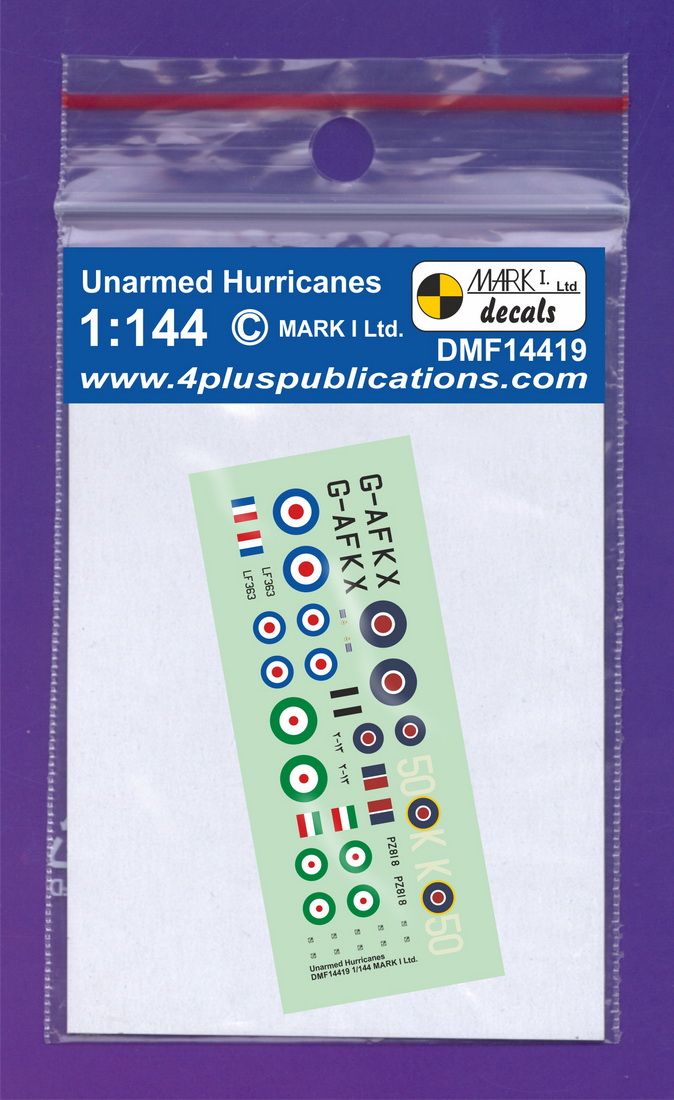 1:144 Unarmed Hawker Hurricanes Decals