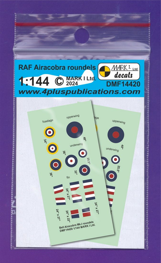 1:144 RAF Airacobra roundels & fin flashes (2 sets)