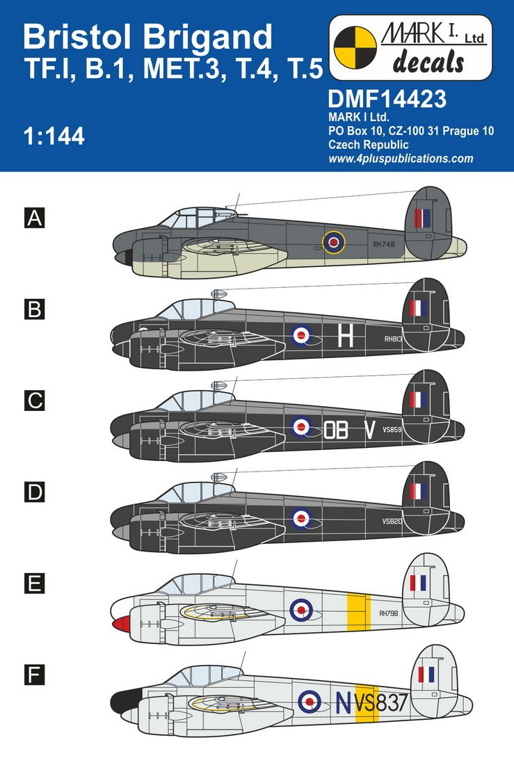 1:144 Bristol Brigand TF.I, B.1, MET.3, T.4, T.5 Decals
