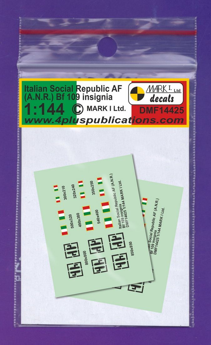 1:144 Messerschmitt Bf-109 - Italian Social Republic (ANR) Insignia - 2 sets 